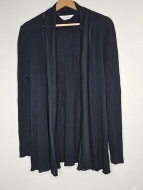 Misook Open Black Swing Cardigan Small
